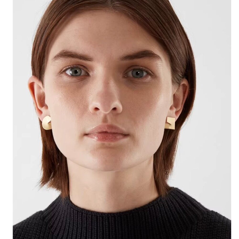 NWT COS Asymmetrical Sculptural Earrings Gold
